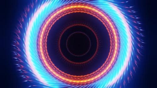 Videohive - Blue And Orange Glossy Propeller Mechanism Background Vj Loop In 4K - 47574199 - 47574199