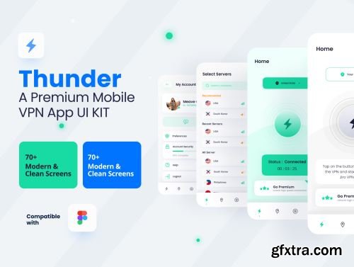 Thunder - A Premium Mobile VPN App UI Kit Ui8.net
