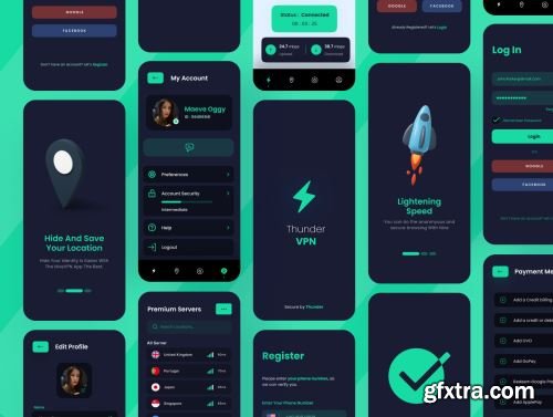 Thunder - A Premium Mobile VPN App UI Kit Ui8.net