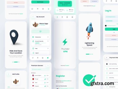 Thunder - A Premium Mobile VPN App UI Kit Ui8.net