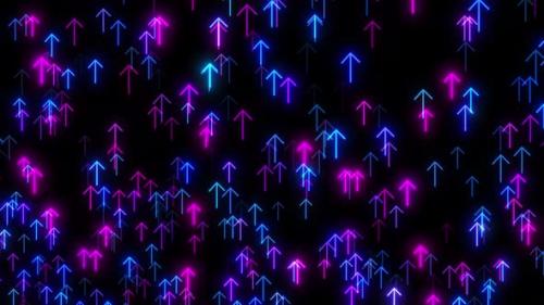 Videohive - Glowing Neon Arrows Direction Animation On Black Background, Neon Arrows Blinking On Black - 47574749 - 47574749