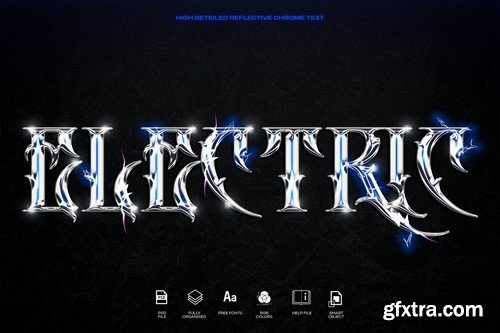 Elecrtric Chrome 3D Reflective TEXT FX SS82CM5