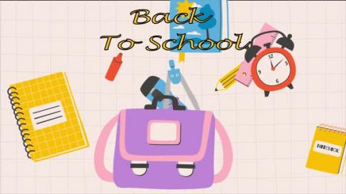 Videohive - Back To School Background School Supplies Go Into The School Bag On Yellow Background 4K - 47576798 - 47576798