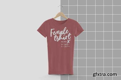 Hanging Female Tshirt Mockup 6QPD6LE