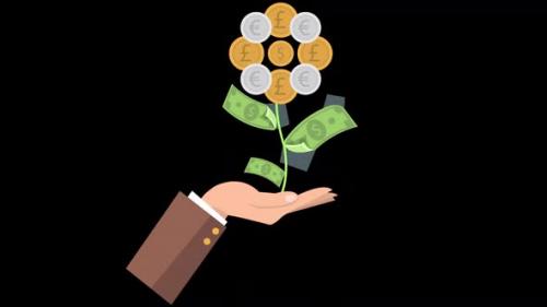 Videohive - Money Flower Coming Out Of Your Hand Alpha Channel - 47576819 - 47576819