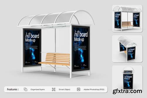 Bus Stop Station Billboard Mockup K7CPV3Z