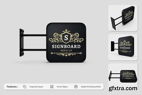 Rounded Square Signboard Mockup XJS22BC