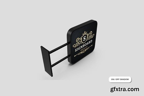 Rounded Square Signboard Mockup XJS22BC