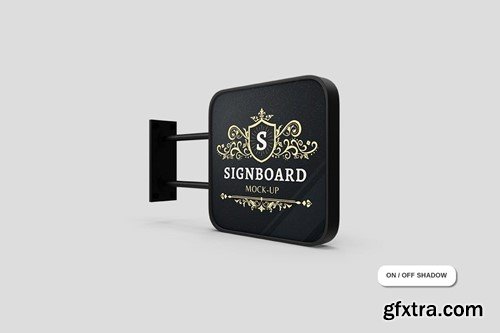 Rounded Square Signboard Mockup XJS22BC