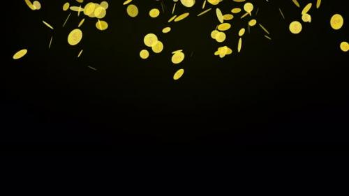 Videohive - Golden Coins Falling On Black Background 4K - 47576834 - 47576834