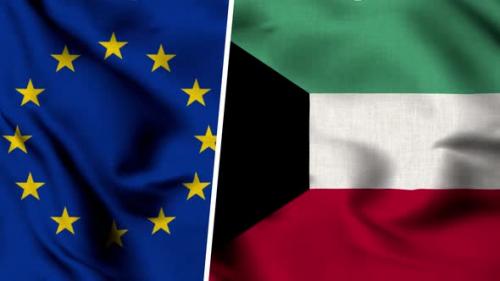 Videohive - Kuwait Flag And European Union - 47578024 - 47578024