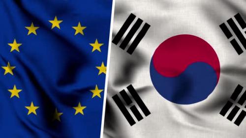 Videohive - Korea South Flag And European Union - 47578025 - 47578025