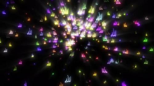 Videohive - Arabic Text Calligraphy Animation Allah,allah Arabic Text Flying On Dark Background, Arabic Text Ani - 47574796 - 47574796