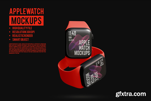 Flying Apple Watch Mockups 4EMN72C