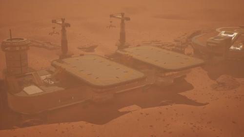 Videohive - Futuristic Spaceship Landed on Mars Base - 47592604 - 47592604