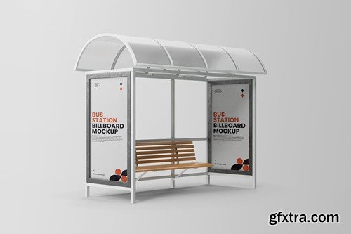 Bus Stop Station Mockup BWF9VET