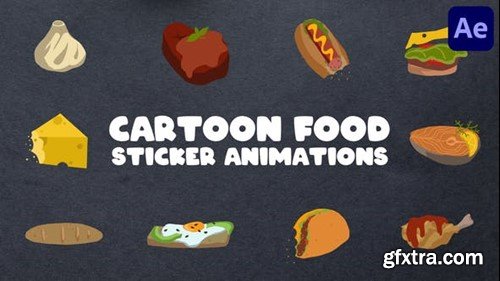 Videohive Cartoon Food Sticker Animations for After Effects 47594608