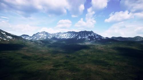 Videohive - Sunny Landscape with Views of Snowcapped Mountains and Meadow - 47581466 - 47581466