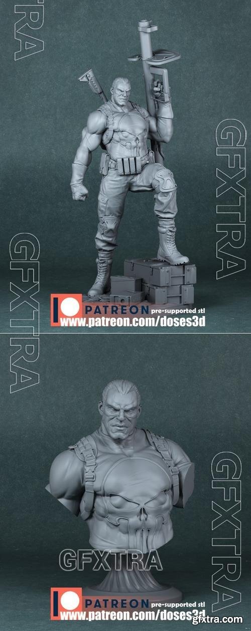 Punisher Statue and Bust &ndash; 3D Print Model