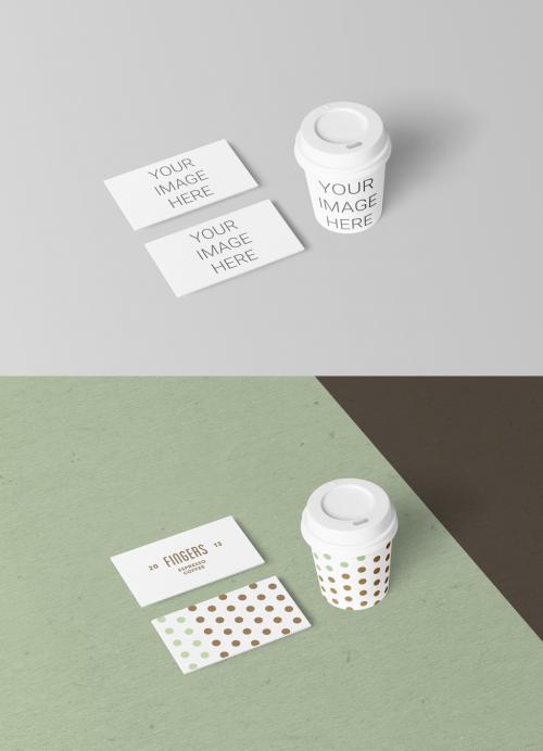 Small Paper Cup with Business Card Mockups 637878901