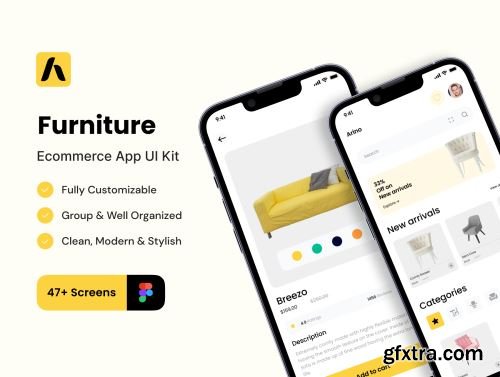 Arino - Furniture ecommerce App UI Kit Ui8.net