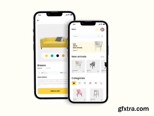 Arino - Furniture ecommerce App UI Kit Ui8.net