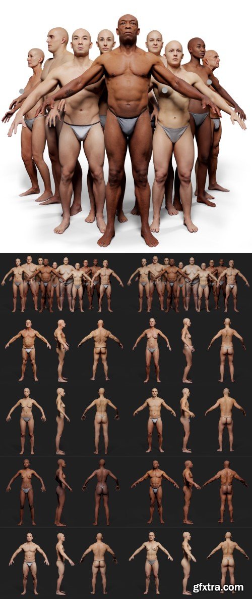 3D Scan Store – 10 x Animation Ready Body Scan Pack