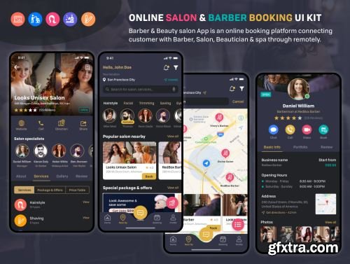 Barber Haircut, Salon & Beauty UI KIT Ui8.net