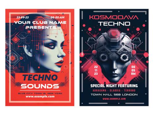 Techno Party Poster. AI Generative 637365658