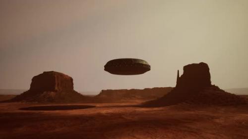 Videohive - Mysterious Craft Floating Above the Arizona Desert - 47592484 - 47592484