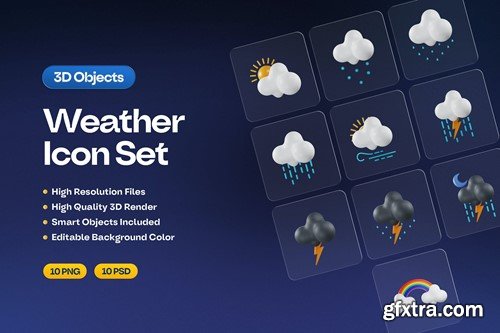 Dynamic 3D Weather Forecast Icon Set 469TKSZ