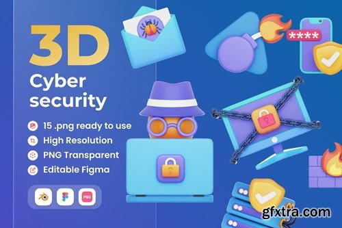 Cyber Security 3D Illustration UY8UEPU