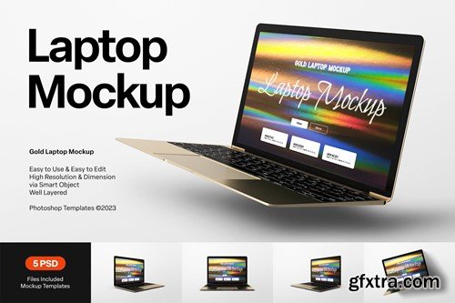 Gold Laptop Mockup BCG675E