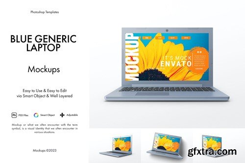 Blue Generic Laptop Mockup XE5TJAZ