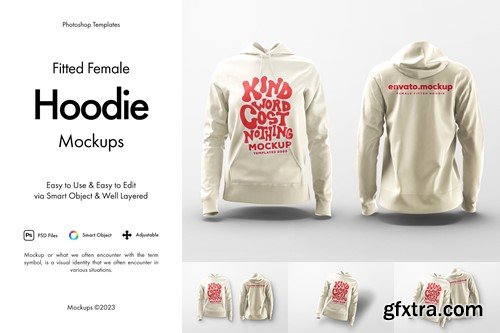 Fitted Female Hoodie Mockup WK72BTA