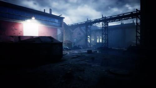 Videohive - Old Dark Factory Warehouse Alley at Night - 47581666 - 47581666