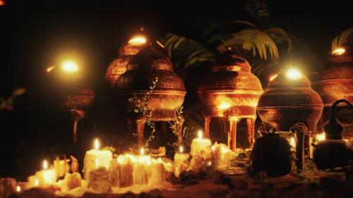 Videohive - Golden Altar with Candles at Night - 47581781 - 47581781