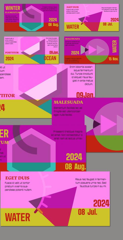 Web Banner Simple Overlapping Geometrical Shapes Bright Color 637968817