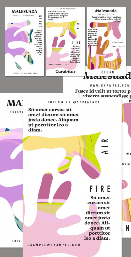 Social Media Story Post Layout Abstract Botanical Shapes with Bright Acrylic Paint Texture 637968621