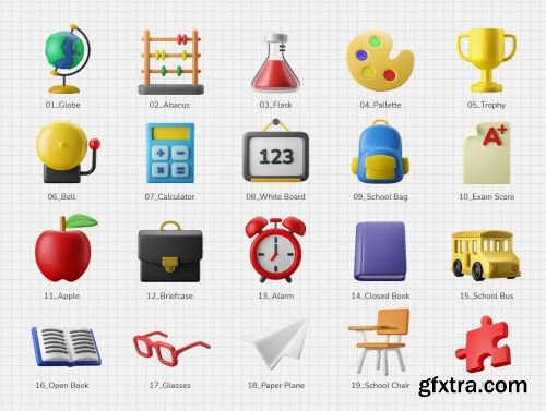 3D Icon Set - Education School Theme Ui8.net