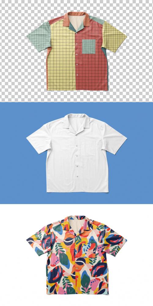 Mockup of short sleeved shirt for customizable printed fabric designs, customizable background 637254742