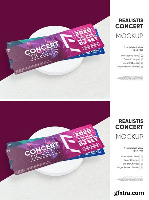 Concert Ticket Mockup 5DGZXNE