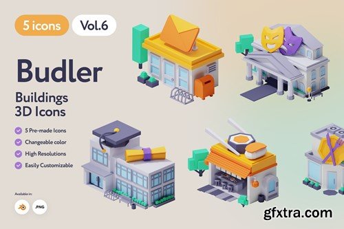 Budler - 3D Buildings Icons Vol.6 AL7RVC8