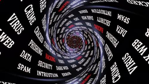 Videohive - Hacking Technology Keywords on the Tunnel Walls, Loop - 47610194 - 47610194