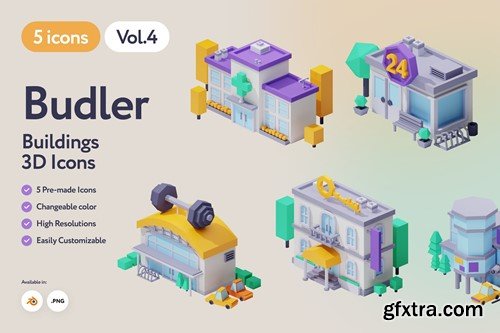 Budler - 3D Buildings Icons Vol.4 EBJCH9W