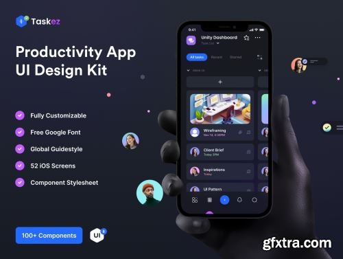 TaskEz: Productivity App iOS UI Kit Ui8.net