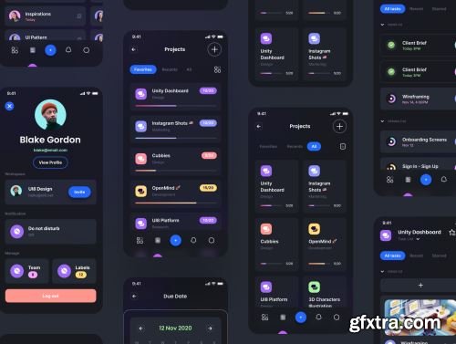 TaskEz: Productivity App iOS UI Kit Ui8.net