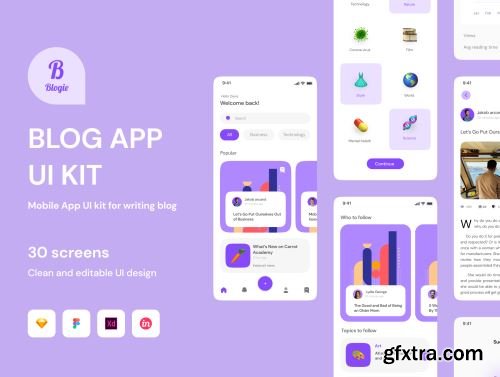 Blogie - Blog Apps UI KIT Ui8.net