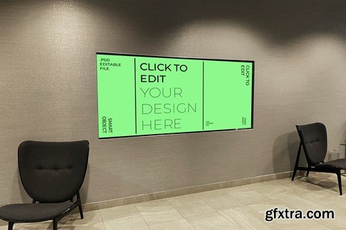 Office Screen Wall Tv Display Mockup KM7TTR9