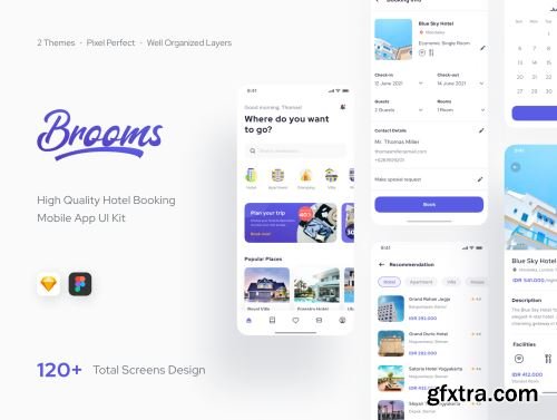 Broom - Hotel Airbnb Guesthouse Booking Mobile App UI Kit Ui8.net